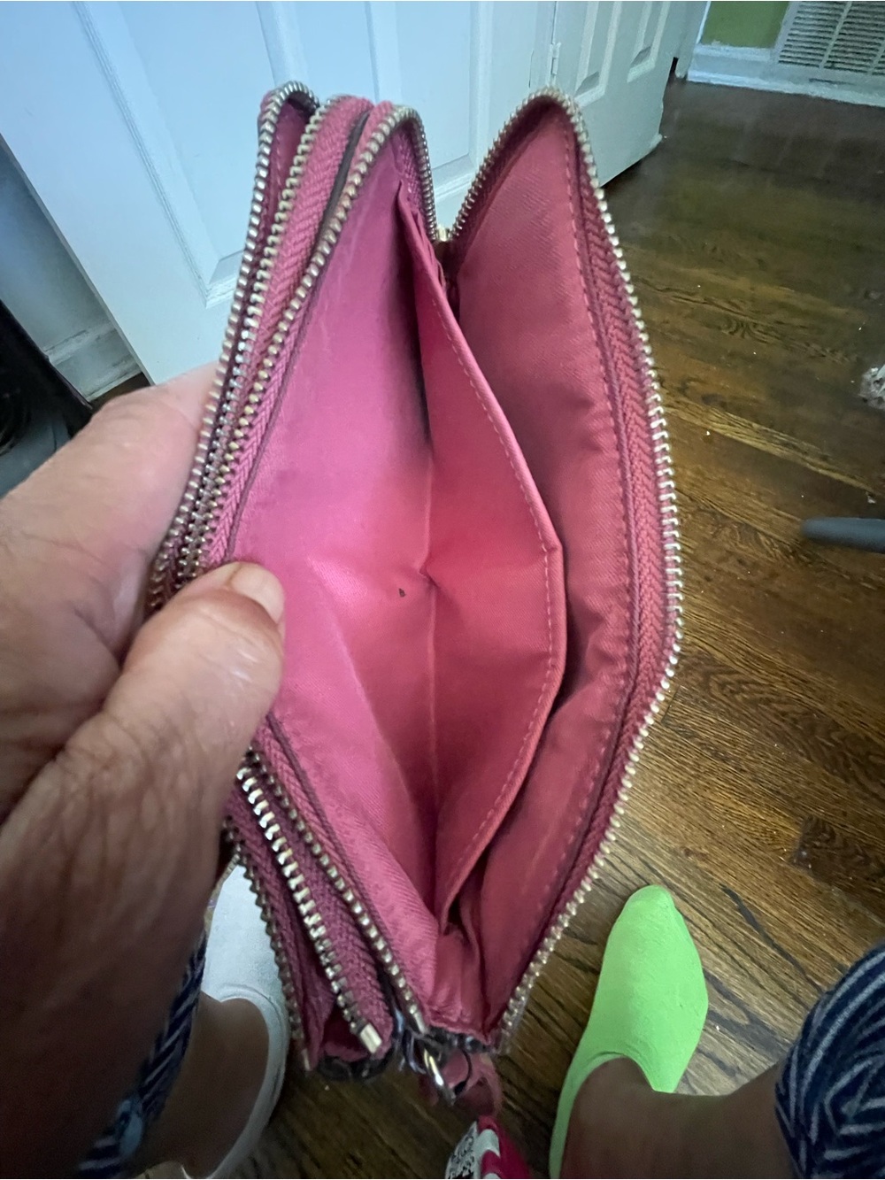 Coach Brown Signature Wristlet with Pink Trim - Picture 5 of 5